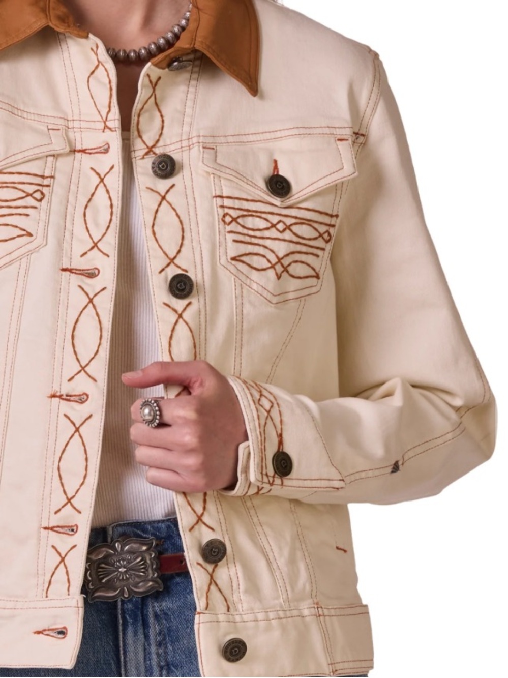 Double D Ranch Lead Steer jacket leather collar Embroidered longhorn Rtl 595 NWT - Picture 10 of 16